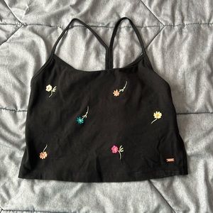 Victoria’s Secret Pink Black Floral Racerback Crop Top